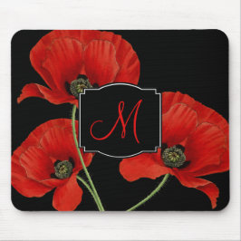 papaver botanisch met monogram muismat