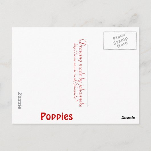 papaver briefkaart (Achterkant)