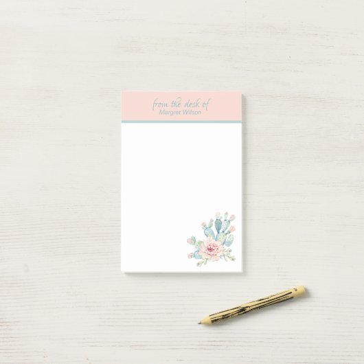 Papaver Cactus Personal Stationery Post-it® Notes (Op bureau)