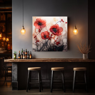 papaver canvas afdruk