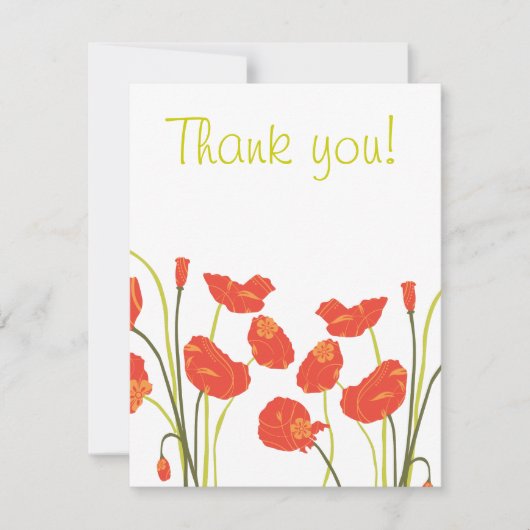  papaver Dank u Notecard RSVP Kaartje (Voorkant)