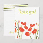  papaver Dank u Notecard RSVP Kaartje (Voorkant / Achterkant)