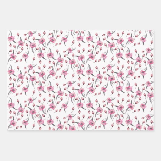 Papaver Droom Waterverf Inpakpapier Vel (Voorkant 3)