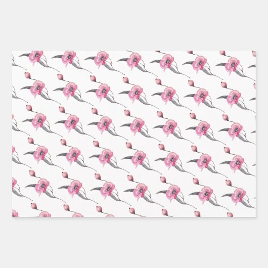 Papaver Droom Waterverf Inpakpapier Vel (Voorkant 2)