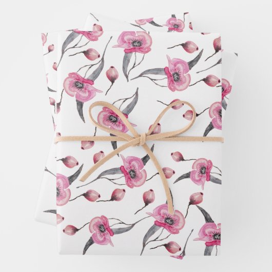 Papaver Droom Waterverf Inpakpapier Vel (In situ)