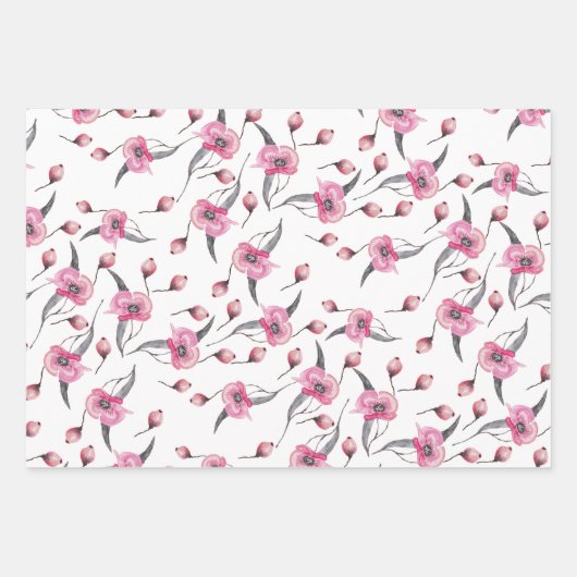 Papaver Droom Waterverf Inpakpapier Vel (Voorkant)