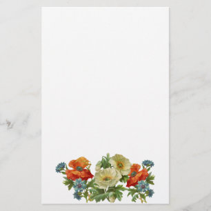 Papaver en cornbloemen  Floral Art Stationer Briefpapier