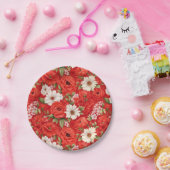 Papaver en kamille rode en witte bloemen papieren bordje (Feest)