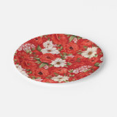 Papaver en kamille rode en witte bloemen papieren bordje (Gekanteld)