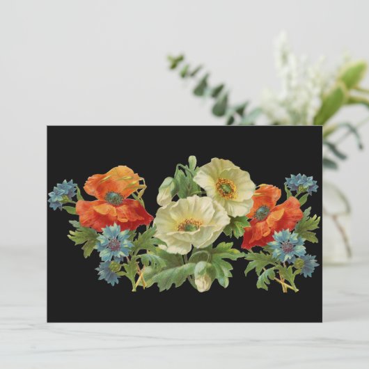 Papaver en korenbloemen aangepaste bloemuitnodigin kaart (Staand voorkant)