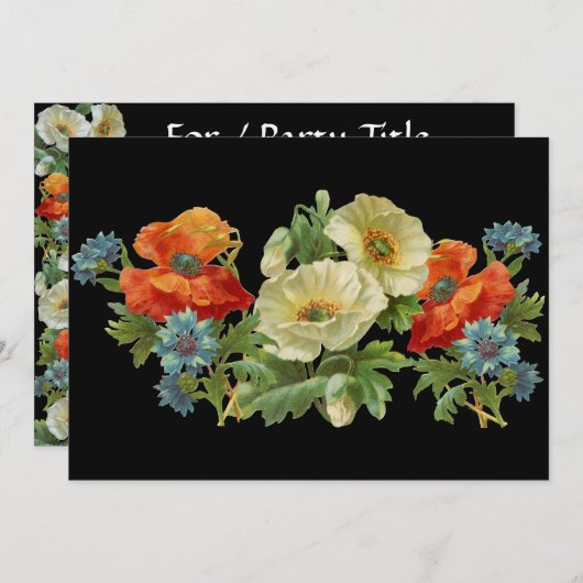Papaver en korenbloemen aangepaste bloemuitnodigin kaart (Voorkant / Achterkant)