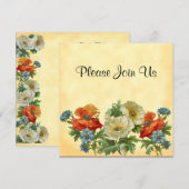 Papaver en korenbloemen aangepaste bloemuitnodigin kaart (Voorkant / Achterkant)