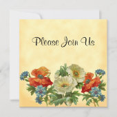 Papaver en korenbloemen aangepaste bloemuitnodigin kaart (Voorkant)