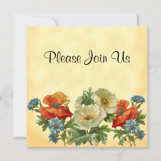 Papaver en korenbloemen aangepaste bloemuitnodigin kaart (Voorkant)