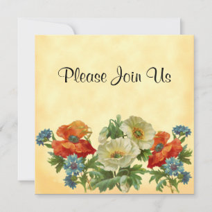Papaver en korenbloemen aangepaste bloemuitnodigin kaart