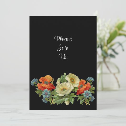 Papaver en korenbloemen aangepaste bloemuitnodigin kaart (Staand voorkant)