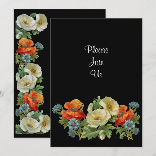 Papaver en korenbloemen aangepaste bloemuitnodigin kaart (Voorkant / Achterkant)