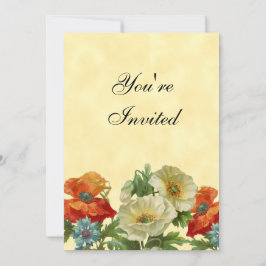 Papaver en korenbloemen aangepaste bloemuitnodigin kaart
