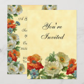 Papaver en korenbloemen aangepaste bloemuitnodigin kaart (Voorkant / Achterkant)