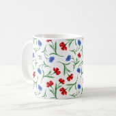 Papaver en kornbloem, rood-blauw-Floral monogram Koffiemok (Voorkant links)
