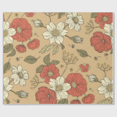  papaver en maasbloem, naadloos tuinpat cadeaupapier (Vlak)