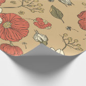  papaver en maasbloem, naadloos tuinpat cadeaupapier (Hoek)