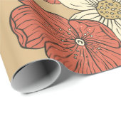  papaver en maasbloem, naadloos tuinpat cadeaupapier (Rol Hoek)