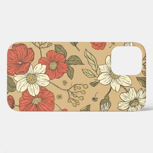  papaver en maasbloem, naadloos tuinpat Case-Mate iPhone case (Achterkant (horizontaal))