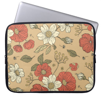 papaver en maasbloem, naadloos tuinpat laptop sleeve