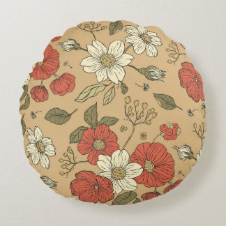 papaver en maasbloem, naadloos tuinpat rond kussen