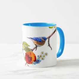 papaver en vogel mok