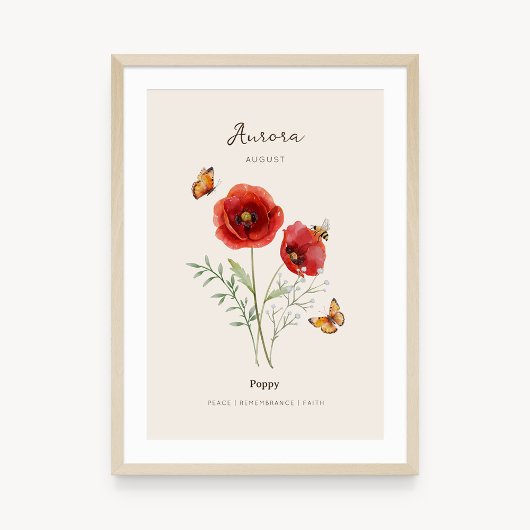 Papaver Geboortemaand Bloem Poster