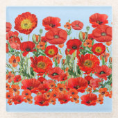 papaver glazen onderzetter (Voorkant)