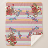 Papaver glimlacht strepen sherpa deken (Voorkant)