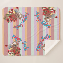 Papaver glimlacht strepen sherpa deken