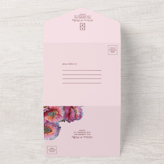 Papaver in bloei | Elegante bloemenfoto bruiloft All In One Uitnodiging (Buitenkant)