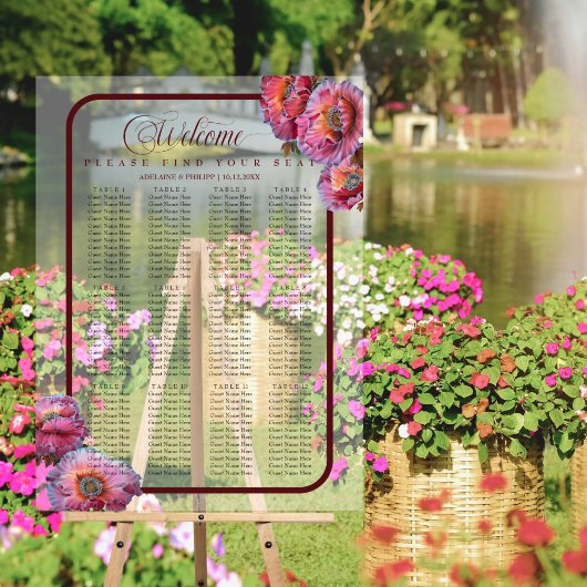 Papaver in bloei | Elegante Floral 200 zitplaatsen Acryl Bord