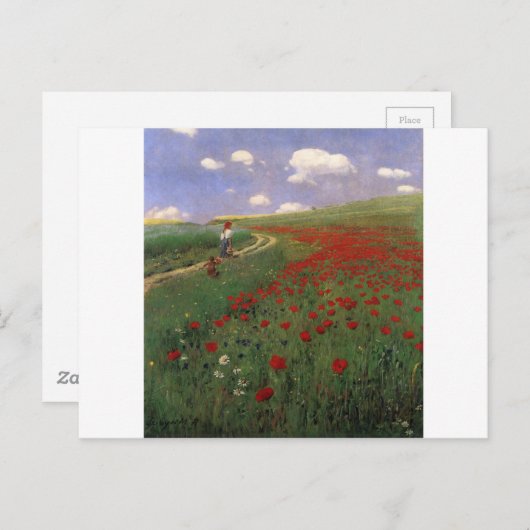 Papaver in het veld SZINYEI MERSE, Pál rode bloem Briefkaart (Voorkant / Achterkant)