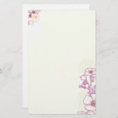 Papaver in Paarse en perkament Briefpapier (Voorkant / Achterkant)