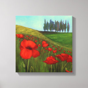 Papaver in Toscane, Italië I Canvas Afdruk