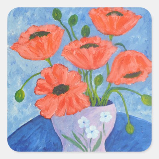 Papaver in vaas Sticker (Voorkant)