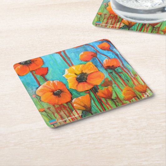 papaver kartonnen onderzetters (Schuin)