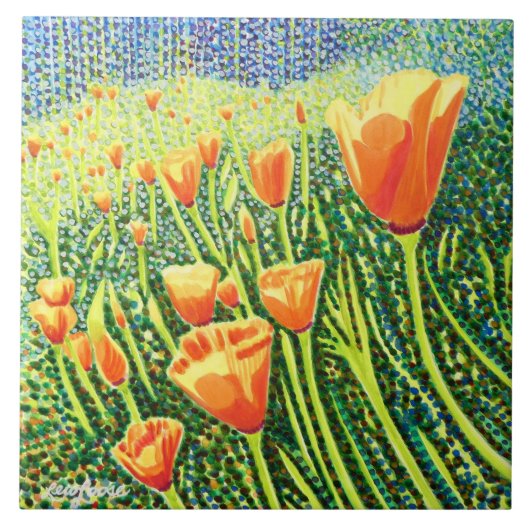 Papaver keramisch tegel, onopvallend keramisch teg tegeltje (Voorkant)