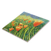 Papaver keramisch tegel, onopvallend keramisch teg tegeltje (Zijkant)