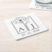 Papaver Monogram Kartonnen Onderzetters (Schuin)