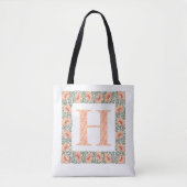 papaver monogram peach Green Floral Wreator Tote Bag (Voorkant)