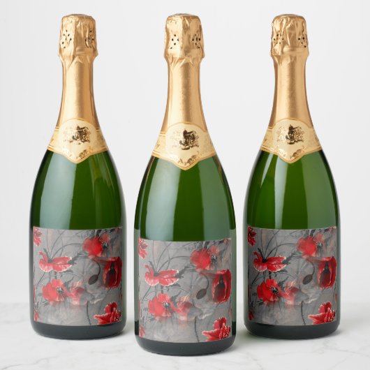 Papaver nevel sparkling wijnetiket (Flessen)