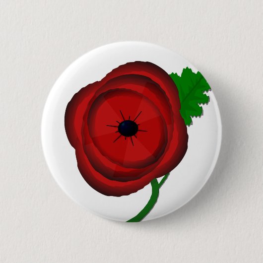 Papaver op wit - badge ronde button 5,7 cm (Voorkant)