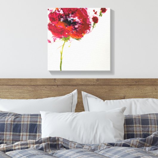 Papaver op wit canvas afdruk (Insitu (Slaapkamer))