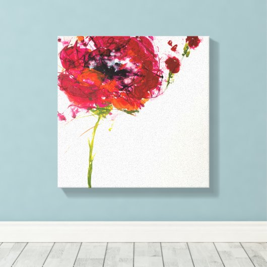 Papaver op wit canvas afdruk (Insitu (Houten vloer))